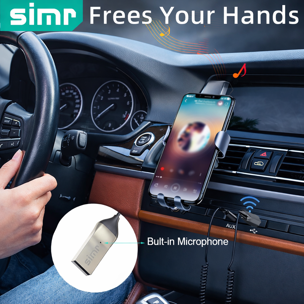 Odbiornik Bluetooth 5.0 AUX Dźwięk Audio Stereo SIMR do Samochodu Mikrofon