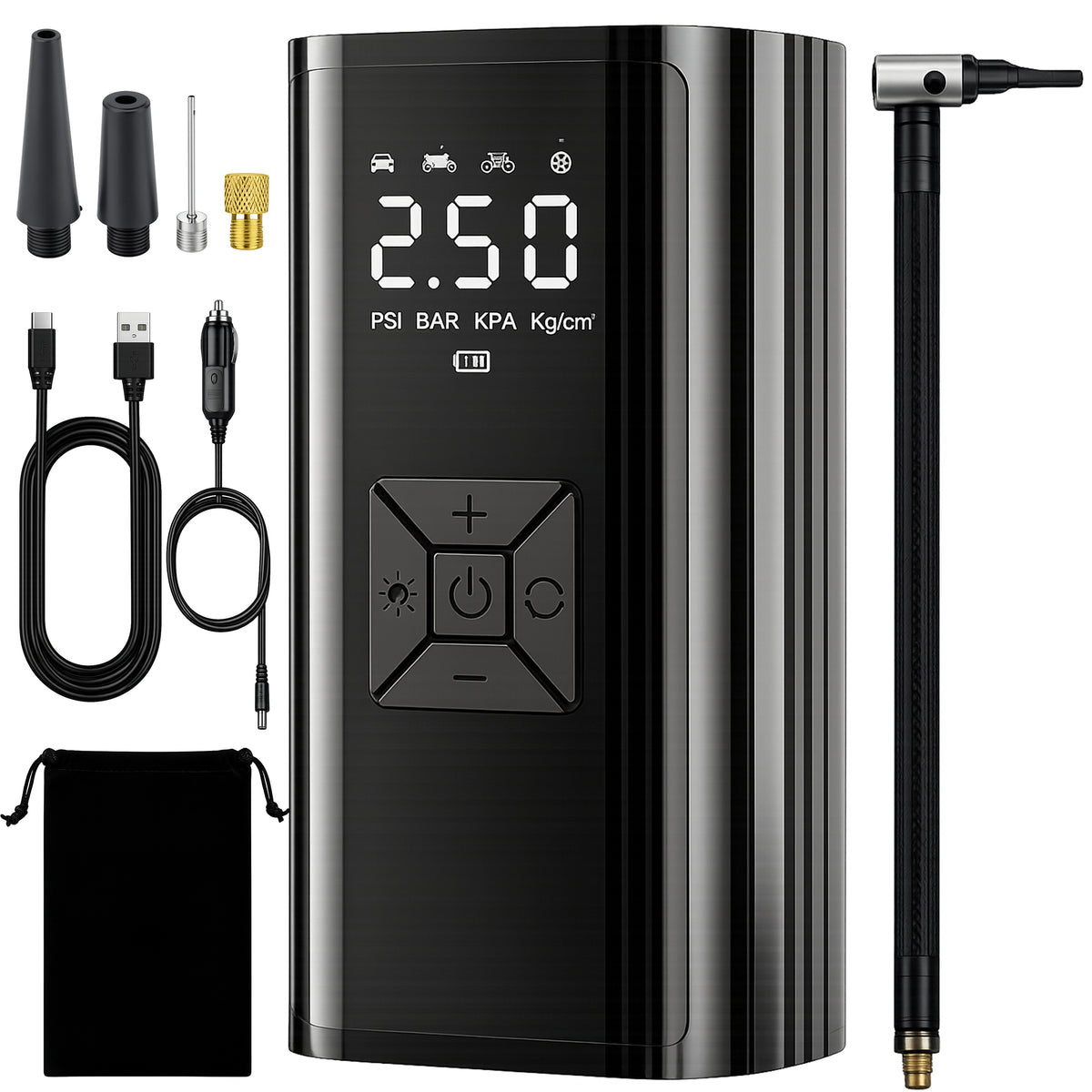 KOMPRESOR SAMOCHODOWY POMPKA ROWEROWA ELEKTRYCZNA AKUMULATOR POWERBANK Etui