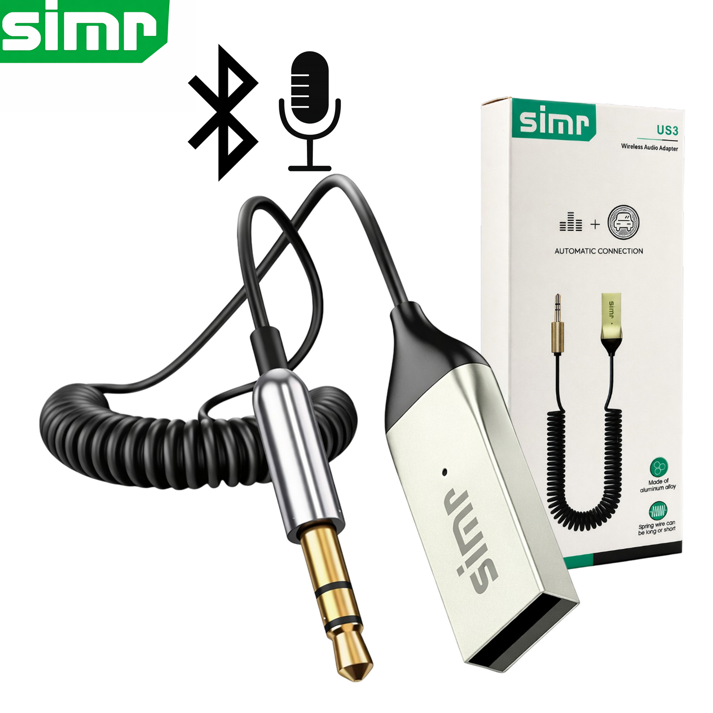 Odbiornik Bluetooth 5.0 AUX Dźwięk Audio Stereo SIMR do Samochodu Mikrofon