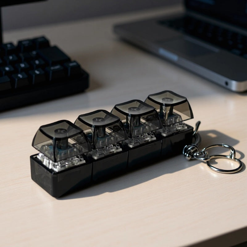 Świecący Kliker LED RGB – Antystresowy Brelok z Klawiaturą Mechaniczną | 4x Switch
