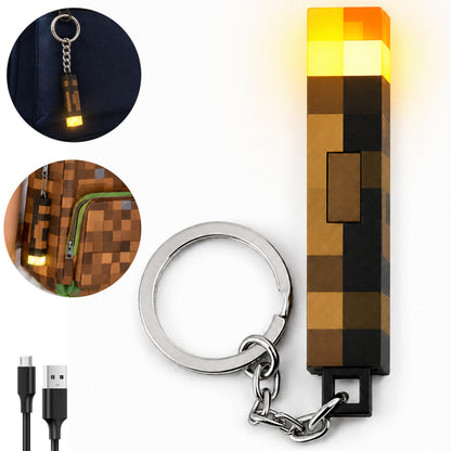 MINI LATARKA LED BRELOK MINECRAFT POCHODNIA USB GADŻET DO KLUCZY I PLECAKA
