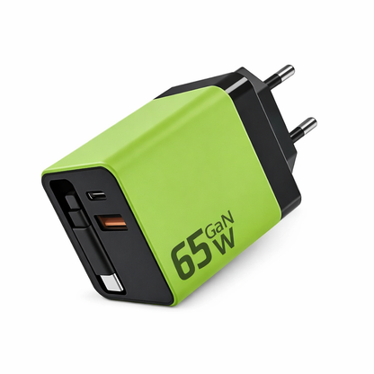 SZYBKA ŁADOWARKA Z KABLEM PD 65W WBUDOWANY ZWIJANY KABEL USB-C GaN