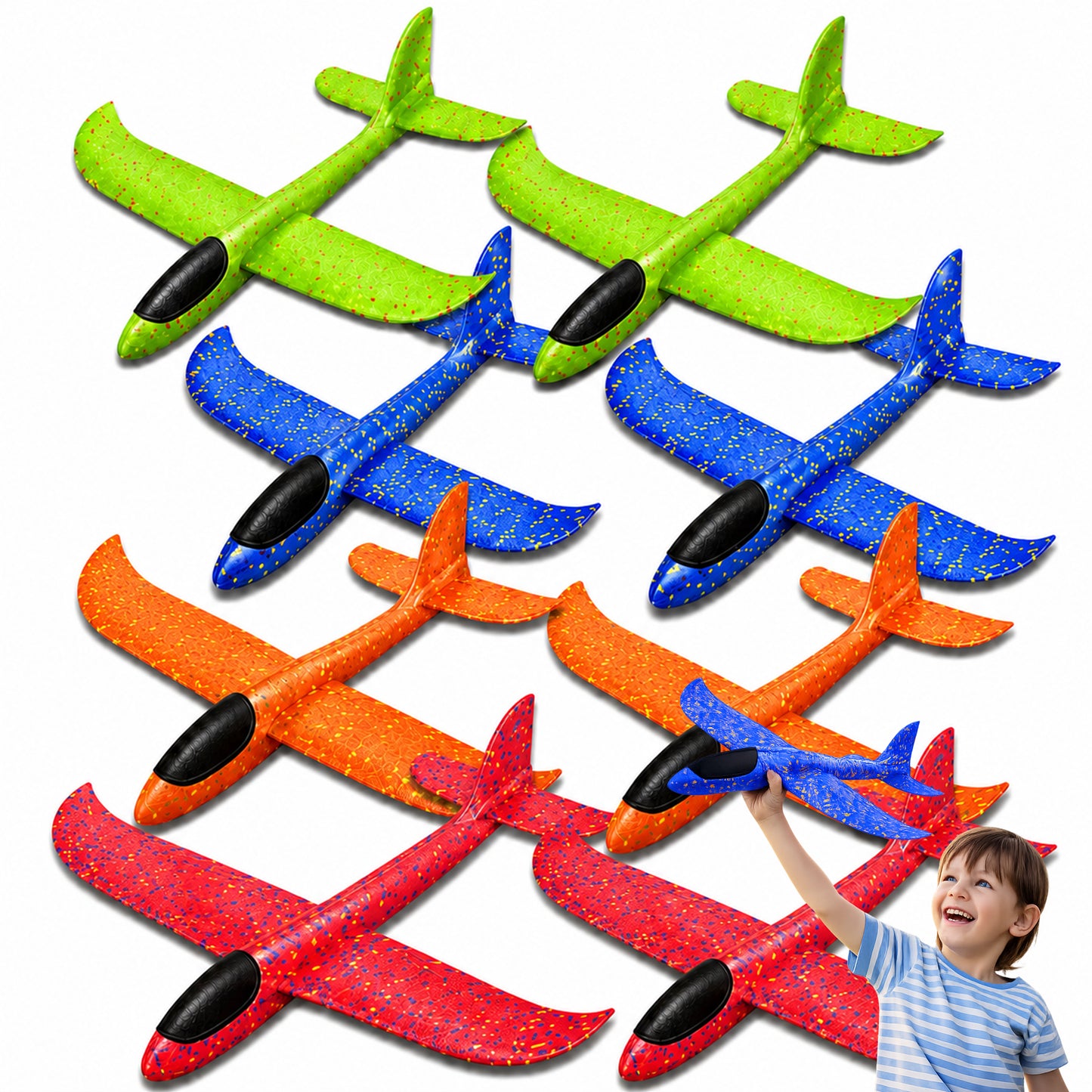 x8 Samolot styropianowy szybowiec rzutka 48 cm lekka zabawka ogrodowa Duży