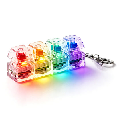 Świecący Kliker LED RGB – Antystresowy Brelok z Klawiaturą Mechaniczną | 4x Switch