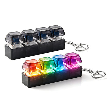 Świecący Kliker LED RGB – Antystresowy Brelok z Klawiaturą Mechaniczną | 4x Switch