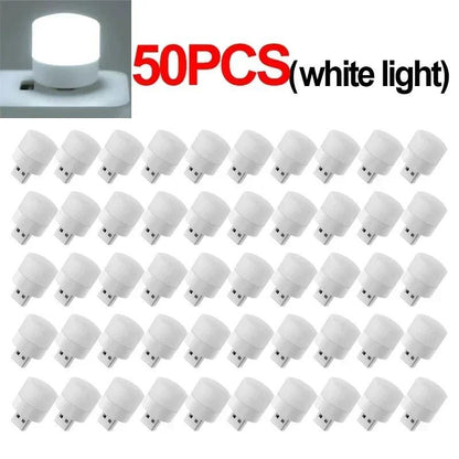 MINI LAMPKA LED USB 5V 1W BIAŁA NOCNA DO POWERBANKA KOMPUTERA ZESTAW 50 SZT