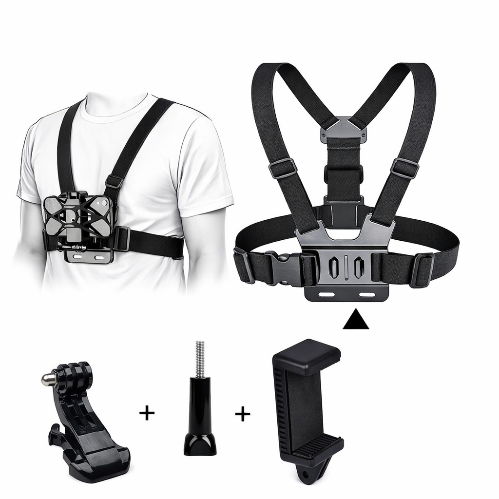 PROFESJONALNA UPRZĄŻ UCHWYT GOPRO DJI TELEFON POV 360° DO SPORTU I VLOGÓW
