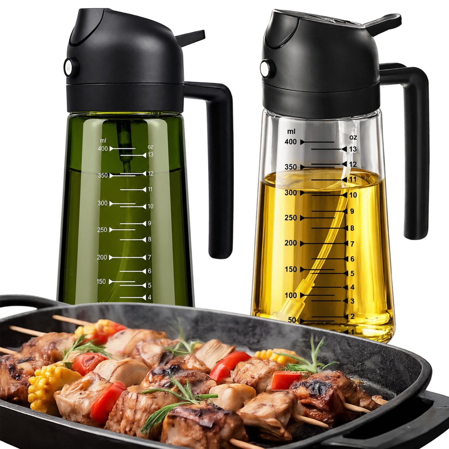 ZESTAW X2 DOZOWNIK SZKLANY DO OLIWY OLEJU OCTU W SPRAYU ROZPYLACZ 470 ML