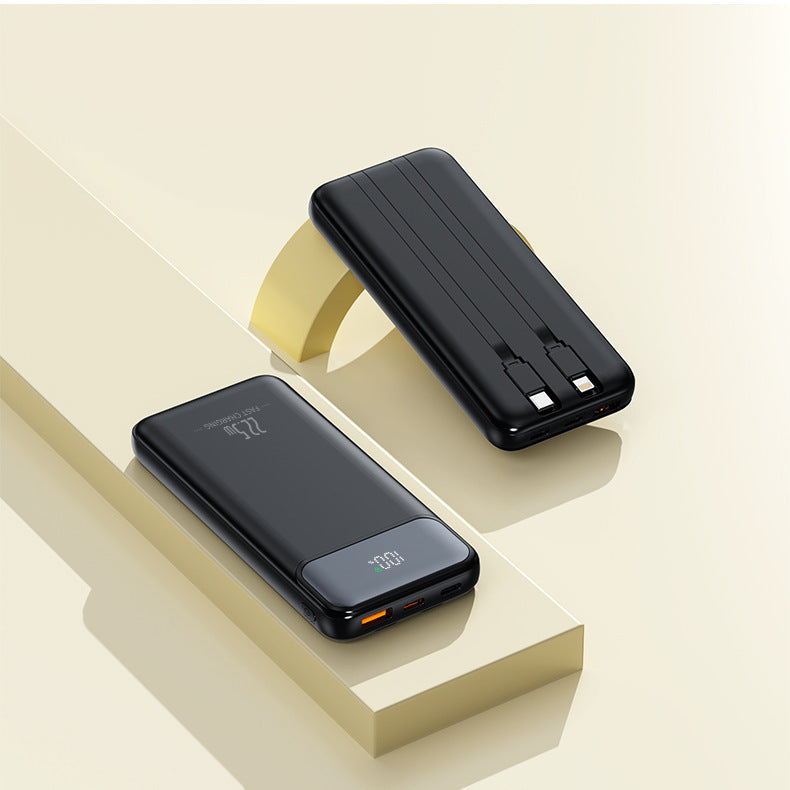 Powerbank 20000 mAh 22.5W Szybkie ładowanie Wbudowane kable LED Czarny Hit