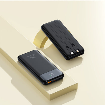 Powerbank 20000 mAh 22.5W Szybkie ładowanie Wbudowane kable LED Czarny Hit