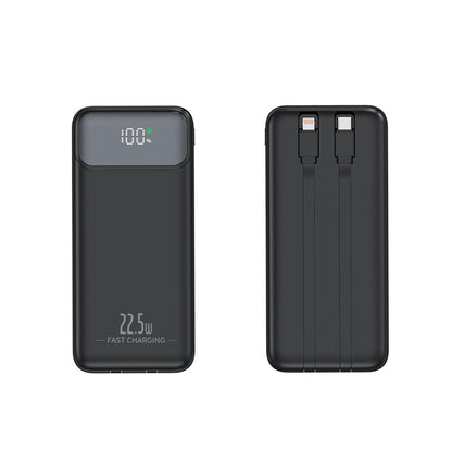 Powerbank 10000 mAh 22.5W Wbudowane kable Szybkie ładowanie LED Czarny Hit
