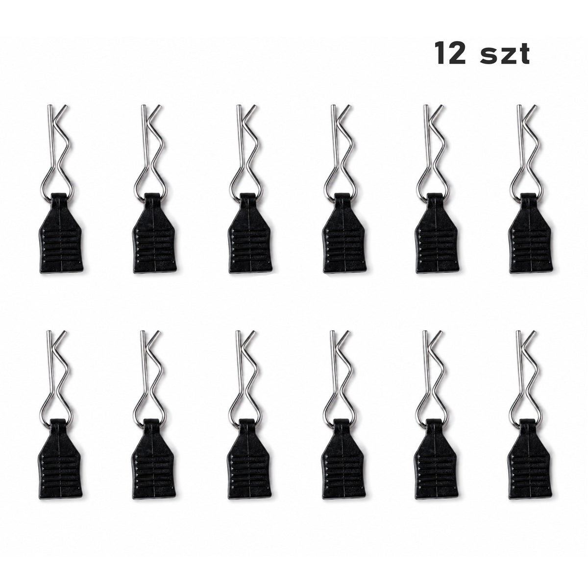 ZAWLECZKI SPINKI DO KAROSERII SAMOCHODU RC Z UCHWYTEM 1 MM ZESTAW 12 SZTUK
