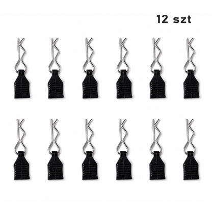 ZAWLECZKI SPINKI DO KAROSERII SAMOCHODU RC Z UCHWYTEM 1 MM ZESTAW 12 SZTUK