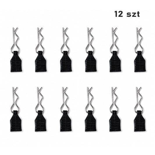 ZAWLECZKI SPINKI DO KAROSERII SAMOCHODU RC Z UCHWYTEM 1 MM ZESTAW 12 SZTUK