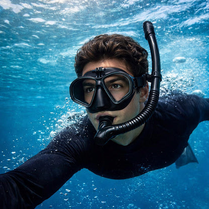FAJKA RURKA PŁYWACKA DO NURKOWANIA SNORKELINGU Z ZAWOREM UNISEX PRO CZARNA
