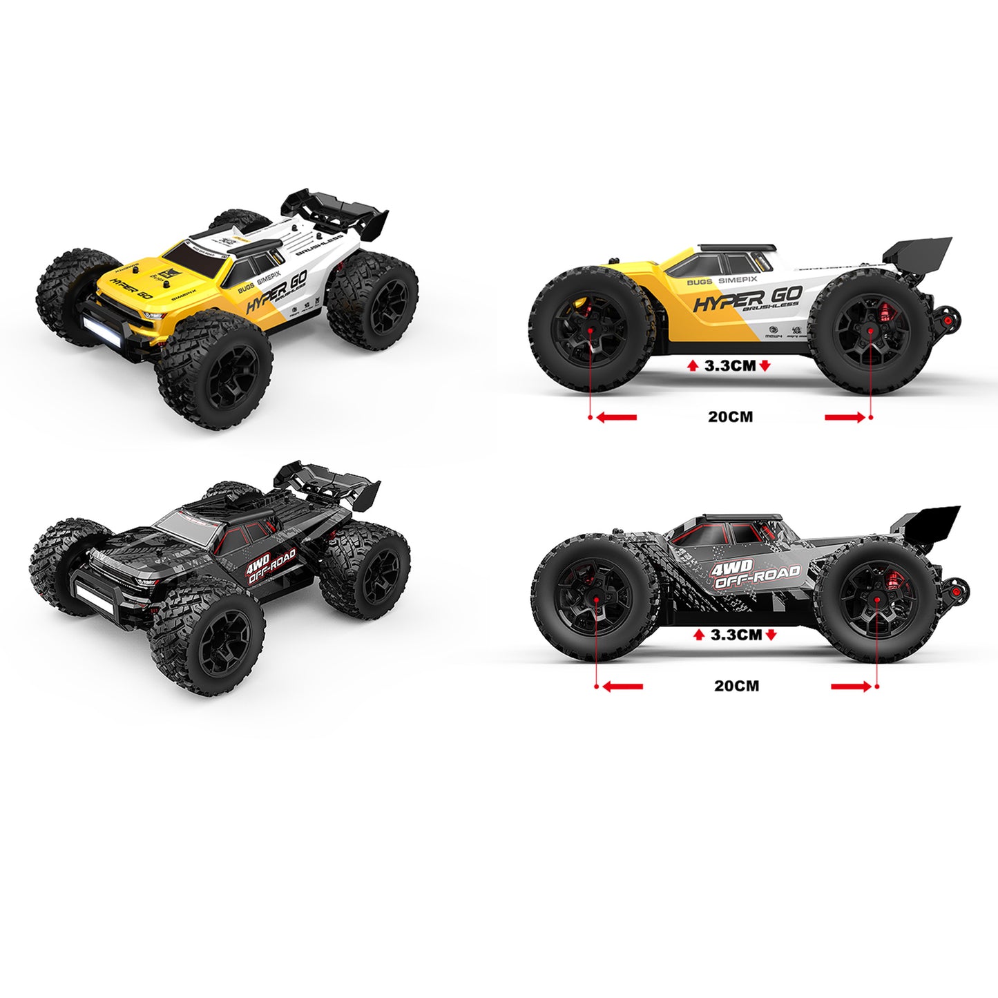 Samochód Zdalnie Sterowany 1:14 MJX Hyper GO 14207 SZYBKIE MOCNE AUTO 80KMH