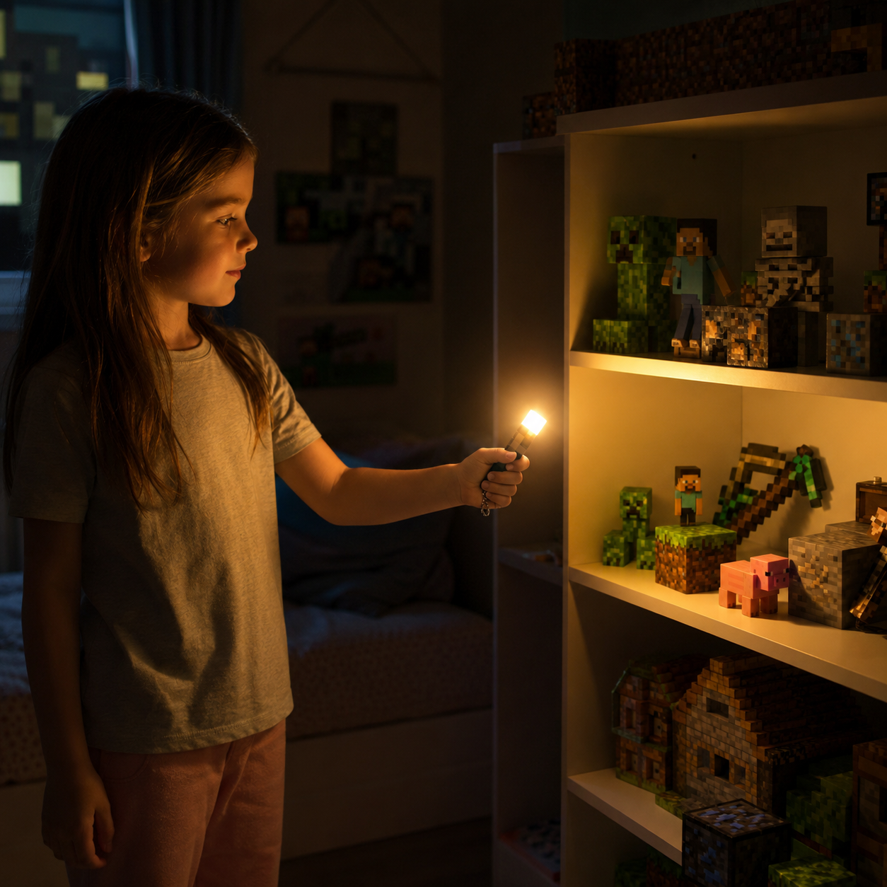 MINI LATARKA LED BRELOK MINECRAFT POCHODNIA USB GADŻET DO KLUCZY I PLECAKA