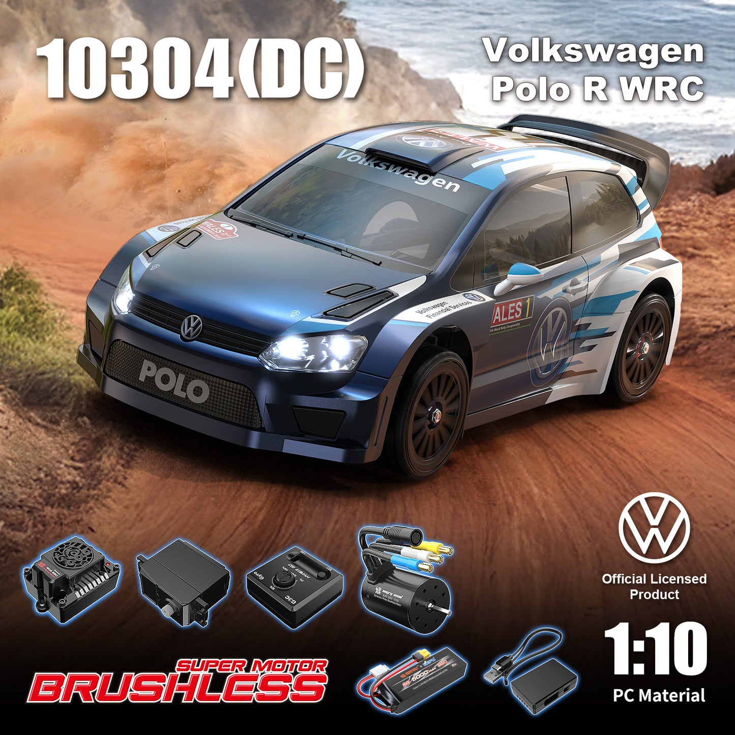 Samochód Zdalnie Sterowany MJX HYPER GO Volkswagen 10304 Auto Drift 4x4 Led