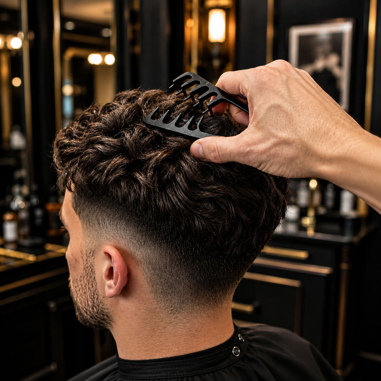 GRZEBIEŃ DO TEKSTUROWANIA WŁOSÓW LOKÓW FAL OBJĘTOŚĆ ROOT LIFT CZARNY MĘSKI