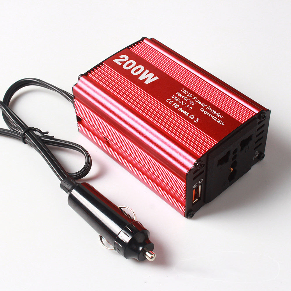 PRZETWORNICA NAPIĘCIA 12V - 230V 200W SAMOCHODOWA | INWERTER Z USB 3.0