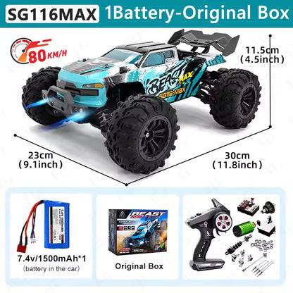 SAMOCHÓD RC 4x4 SG116MAX ZDALNIE STEROWANY SZYBKIE MOCNE AUTO 1:16 80 KMH