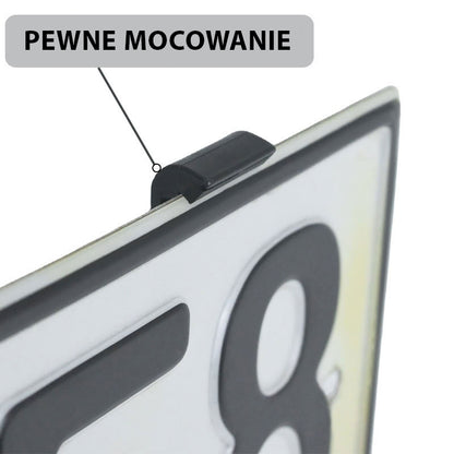 NIEWIDOCZNE MOCOWANIE TABLIC REJESTRACYJNYCH BEZ RAMKI 4 SZT KOMPLET CZARNE