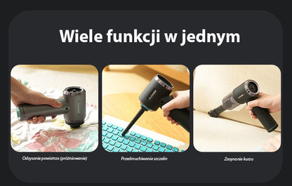MINI MOCNY CZARNY ODKURZACZ RECZNY DO AUTA AKUMULATOROWY + DMUCHAWA USB C