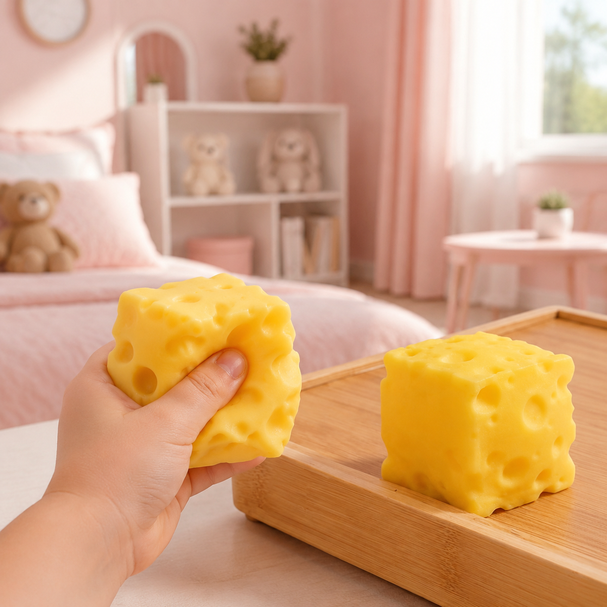 GNIOTEK ANTYSTRESOWY SER ŻÓŁTY KOSTKA SQUISHY MOCHI ZABAWKA DO ŚCISKANIA
