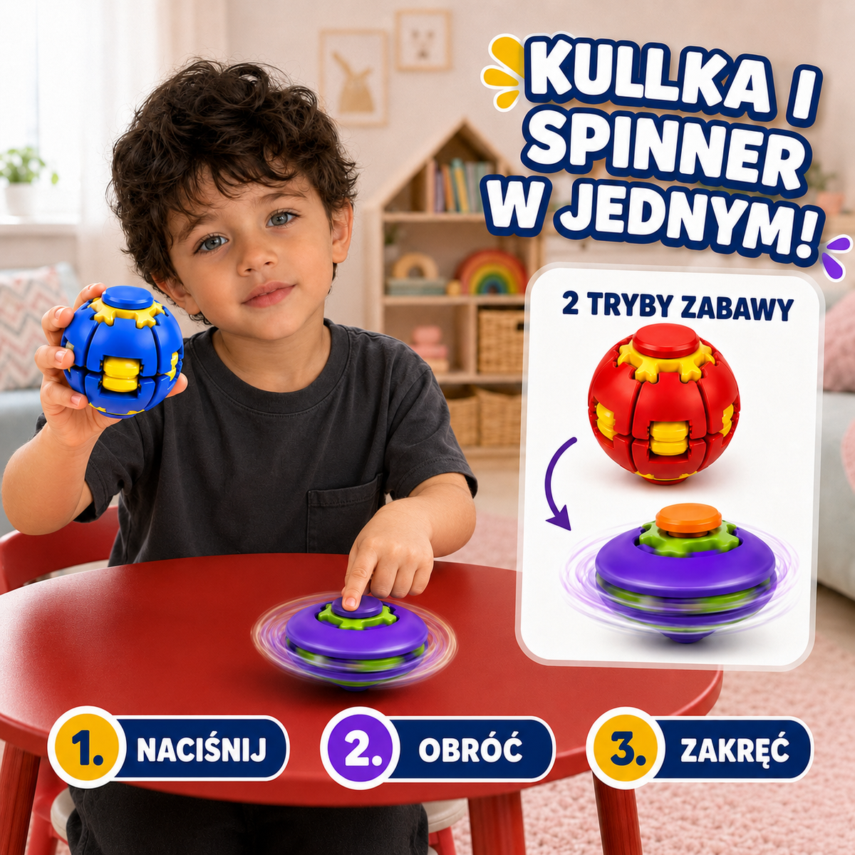 Zabawka antystresowa Spinner piłka Press Spin sensoryczna Fidget obrotowa