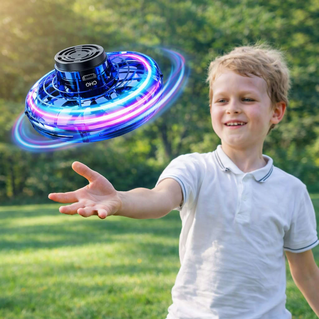 LATAJĄCY FLYING SPINNER UFO LED BUMERANG DRON STEROWANY RĘKĄ DLA DZIECI HIT