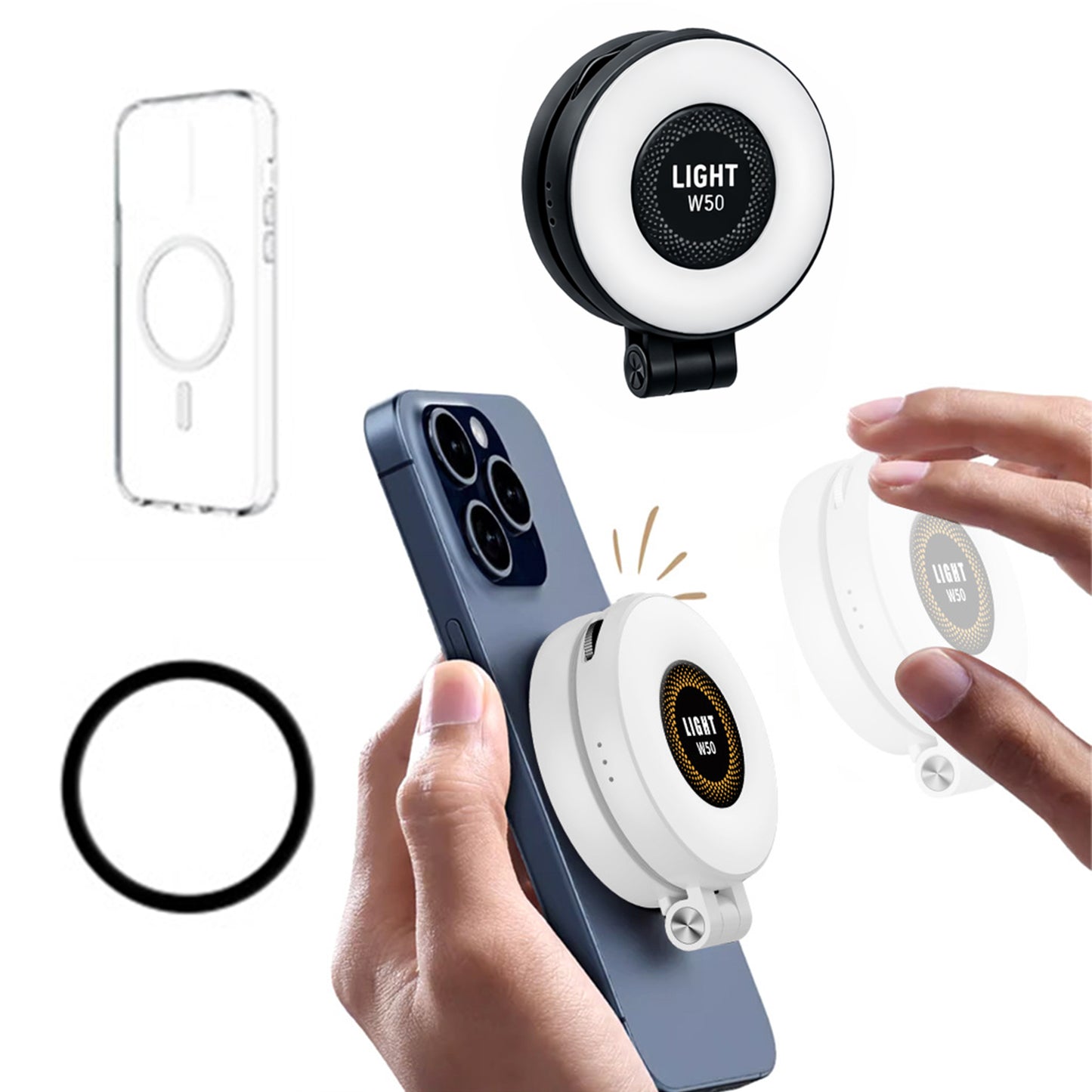 LAMPA LED SELFIE MagSafe DO iPhone SMARTFON USB-C 180°