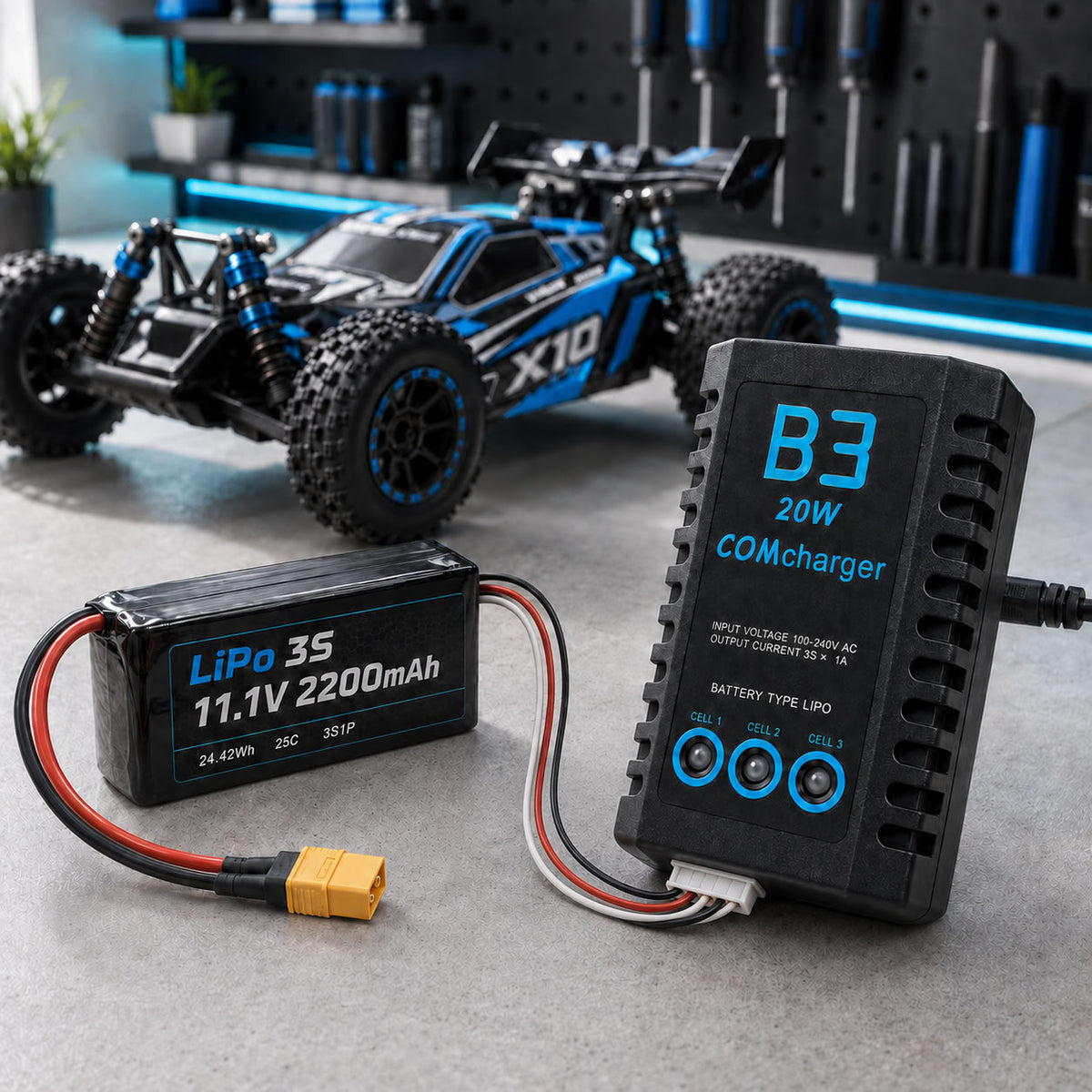 ŁADOWARKA B3 20W 1,6A LIPO 2S 3S BALANSER 7,4V 11,1V DO RC ASG 230V AC