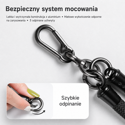 WYTRZYMAŁY PASEK DO TELEFONU CROSSBODY NA SZYJĘ UCHWYT WKŁADKA ETUI CZARNY