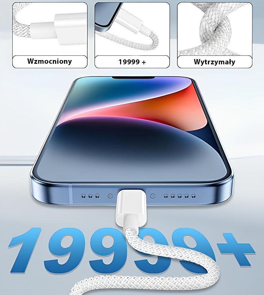 KABEL USB-C NA LIGHTNING 20W 1M DO IPHONE SZYBKIE ŁADOWANIE MOCNY OPLAT
