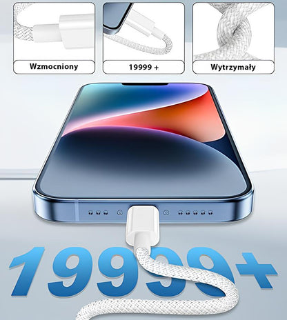 KABEL USB-C NA LIGHTNING 20W 1M DO IPHONE SZYBKIE ŁADOWANIE MOCNY OPLAT