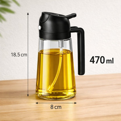ZESTAW X2 DOZOWNIK SZKLANY DO OLIWY OLEJU OCTU W SPRAYU ROZPYLACZ 470 ML