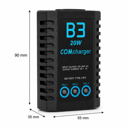 ŁADOWARKA B3 20W 1,6A LIPO 2S 3S BALANSER 7,4V 11,1V DO RC ASG 230V AC