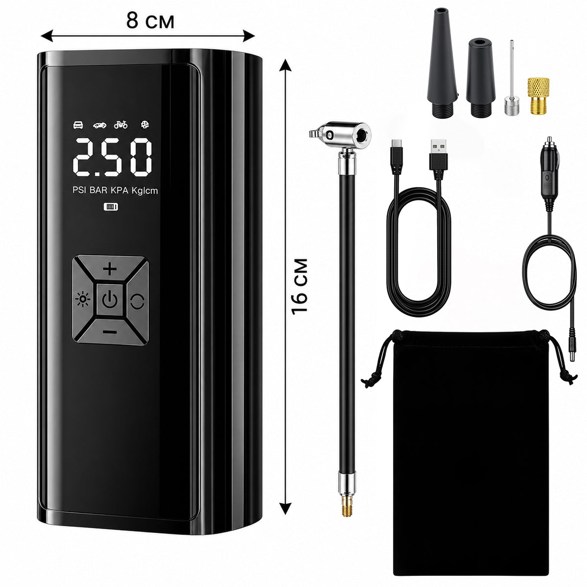 KOMPRESOR SAMOCHODOWY POMPKA ROWEROWA ELEKTRYCZNA AKUMULATOR POWERBANK Etui
