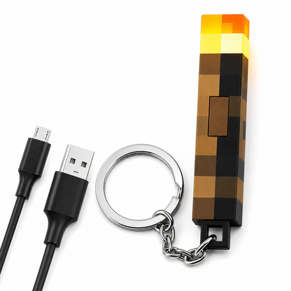 MINI LATARKA LED BRELOK MINECRAFT POCHODNIA USB GADŻET DO KLUCZY I PLECAKA