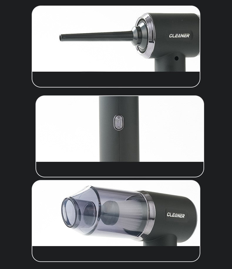 MINI MOCNY CZARNY ODKURZACZ RECZNY DO AUTA AKUMULATOROWY + DMUCHAWA USB C