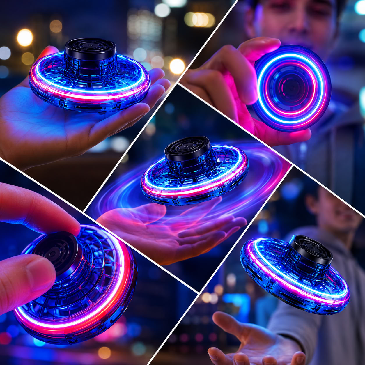 LATAJĄCY FLYING SPINNER UFO LED BUMERANG DRON STEROWANY RĘKĄ DLA DZIECI HIT