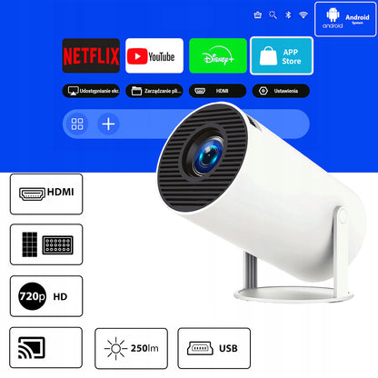 MINI PROJEKTOR HY300 SMART TV FULL HD ANDROID WIFI DO DOMU SUPER PREZENT