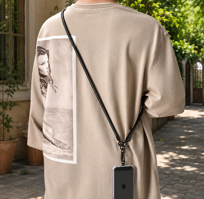WYTRZYMAŁY PASEK DO TELEFONU CROSSBODY NA SZYJĘ UCHWYT WKŁADKA ETUI CZARNY