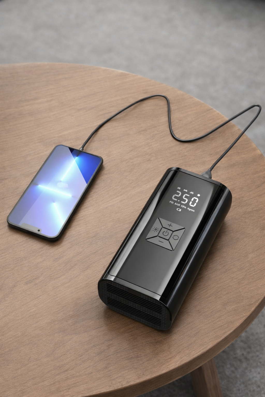 KOMPRESOR SAMOCHODOWY POMPKA ROWEROWA ELEKTRYCZNA AKUMULATOR POWERBANK Etui